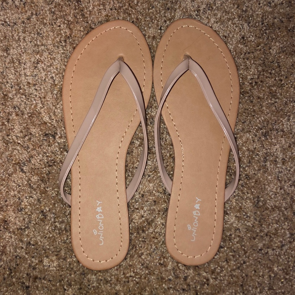 nude flip flops